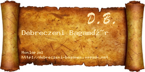 Debreczeni Bagamér névjegykártya